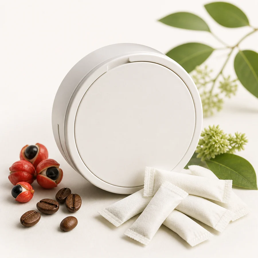 Energy pouches with caffeine and guarana
